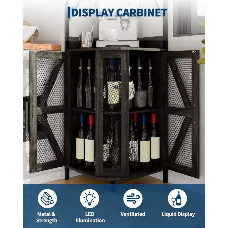 Cantinetta angolare a 4 ripiani con struttura industriale - Ripostiglio bar pieghevole per piccoli spazi e appartamenti