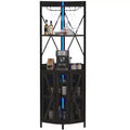 4-Tier Corner Wine Rack with Industrial Frame - Foldable Bar Storage for Small Spaces & Apartments