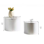 Set di 2 tavolini da caffè e tavolini laterali rotondi moderni con vano portaoggetti nascosto, nessun assemblaggio richiesto, eleganti tavoli d'accento per soggiorno o sala-Panipeachy