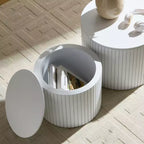 Set di 2 tavolini da caffè e tavolini laterali rotondi moderni con vano portaoggetti nascosto, nessun assemblaggio richiesto, eleganti tavoli d'accento per soggiorno o sala-Panipeachy