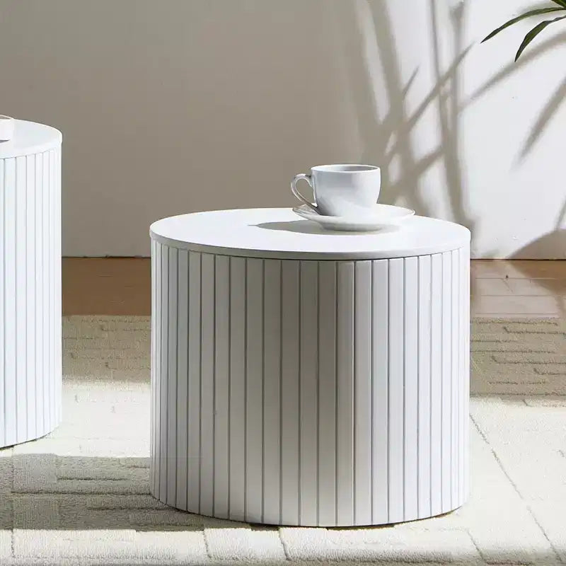 Set di 2 tavolini da caffè e tavolini laterali rotondi moderni con vano portaoggetti nascosto, nessun assemblaggio richiesto, eleganti tavoli d'accento per soggiorno o sala-Panipeachy