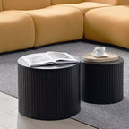 Set di 2 tavolini da caffè e tavolini laterali rotondi moderni con vano portaoggetti nascosto, nessun assemblaggio richiesto, eleganti tavoli d'accento per soggiorno o sala-Panipeachy