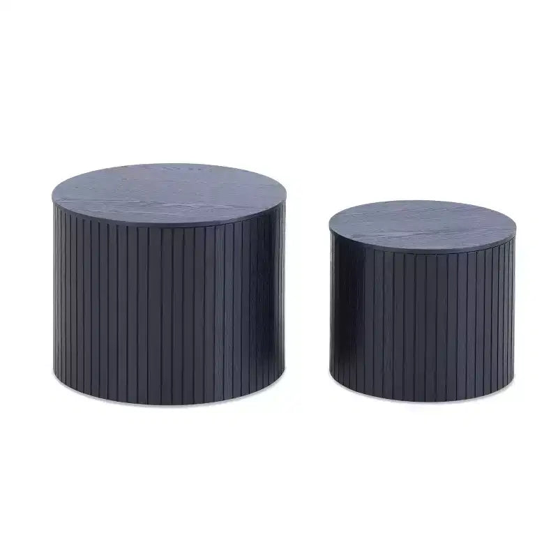Set di 2 tavolini da caffè e tavolini laterali rotondi moderni con vano portaoggetti nascosto, nessun assemblaggio richiesto, eleganti tavoli d'accento per soggiorno o sala-Panipeachy