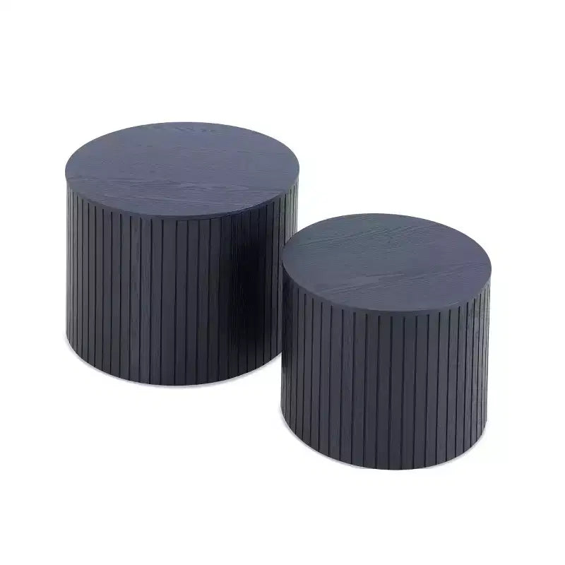 Set of 2 Modern Round Coffee & End Tables with Hidden Storage, No Assembly, Stylish Accent Tables for Living Room or Lounge-Panipeachy