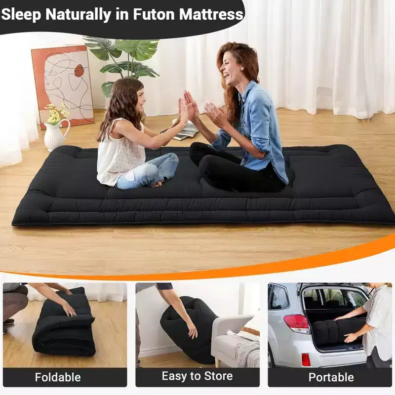 Materasso Pieghevole da Pavimento, Tappetino per Dormire Arrotolabile in Schiuma in Stile Giapponese, Letto Tatami da Pavimento Salvaspazio per Soggiorno o Camera da Letto