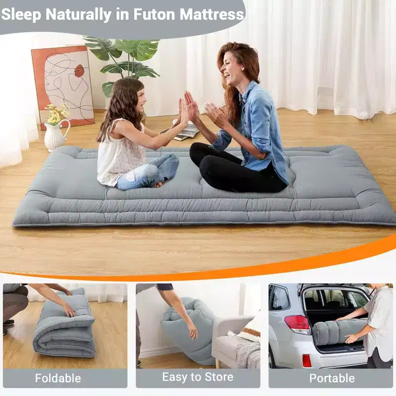 Materasso Pieghevole da Pavimento, Tappetino per Dormire Arrotolabile in Schiuma in Stile Giapponese, Letto Tatami da Pavimento Salvaspazio per Soggiorno o Camera da Letto