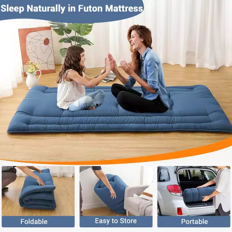 Materasso Pieghevole da Pavimento, Tappetino per Dormire Arrotolabile in Schiuma in Stile Giapponese, Letto Tatami da Pavimento Salvaspazio per Soggiorno o Camera da Letto