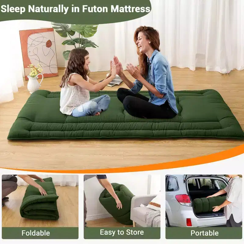 Materasso Pieghevole da Pavimento, Tappetino per Dormire Arrotolabile in Schiuma in Stile Giapponese, Letto Tatami da Pavimento Salvaspazio per Soggiorno o Camera da Letto