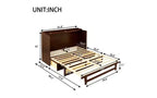 JVNOXK Letto a scomparsa Queen Size da 80 pollici, mobile a scomparsa in pino con inserti in vimini, cassetti portaoggetti integrati, adatto per camere da letto, noce