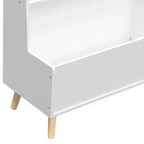 Libreria e Organizzatore Giocattoli per Bambini VIYET 37 - MDF Bianco + Gambe in Pino, 2 Ripiani, Contenitore, Antiribaltamento