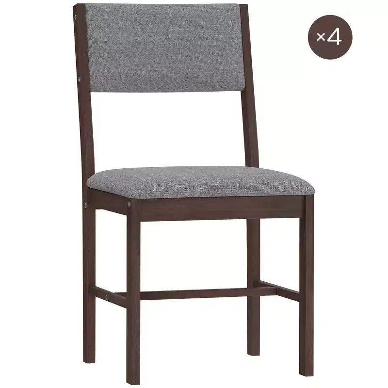 HOMCOM Set di 4 Sedie da Pranzo Moderne, Sedie da Cucina Imbottite in Tessuto di Lino con Gambe in Legno di Caucciù per Sala da Pranzo, Soggiorno