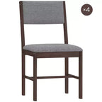 HOMCOM Set di 4 Sedie da Pranzo Moderne, Sedie da Cucina Imbottite in Tessuto di Lino con Gambe in Legno di Caucciù per Sala da Pranzo, Soggiorno
