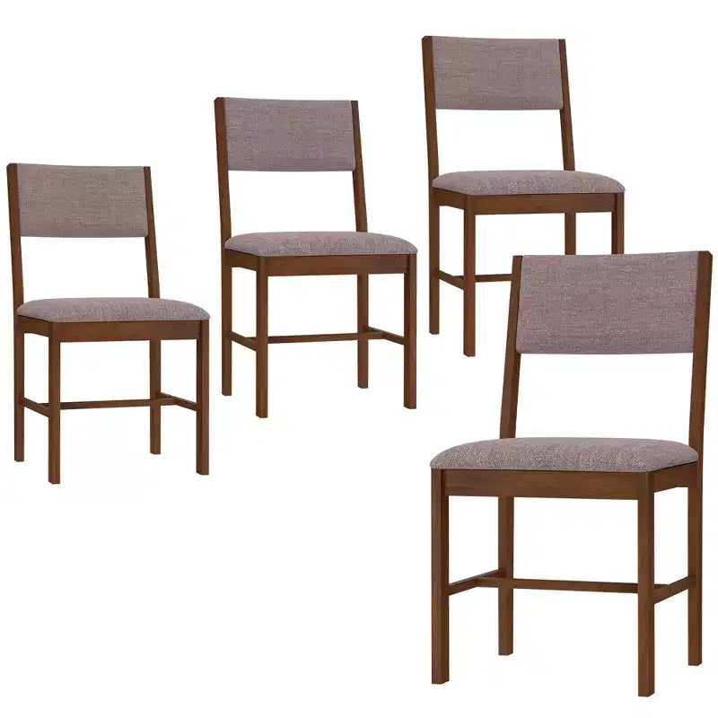 HOMCOM Set di 4 Sedie da Pranzo Moderne, Sedie da Cucina Imbottite in Tessuto di Lino con Gambe in Legno di Caucciù per Sala da Pranzo, Soggiorno