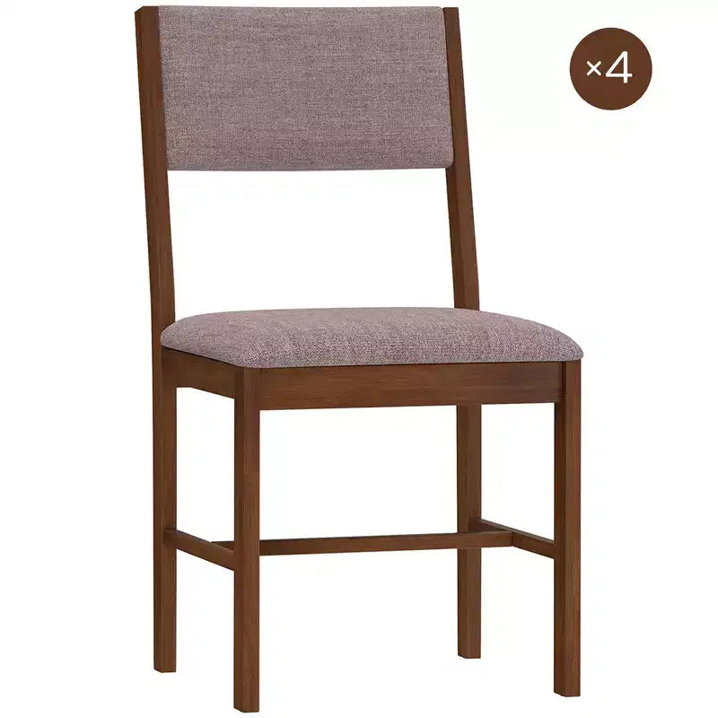 HOMCOM Set di 4 Sedie da Pranzo Moderne, Sedie da Cucina Imbottite in Tessuto di Lino con Gambe in Legno di Caucciù per Sala da Pranzo, Soggiorno