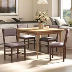 HOMCOM Set di 4 Sedie da Pranzo Moderne, Sedie da Cucina Imbottite in Tessuto di Lino con Gambe in Legno di Caucciù per Sala da Pranzo, Soggiorno