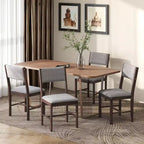 HOMCOM Set di 4 Sedie da Pranzo Moderne, Sedie da Cucina Imbottite in Tessuto di Lino con Gambe in Legno di Caucciù per Sala da Pranzo, Soggiorno