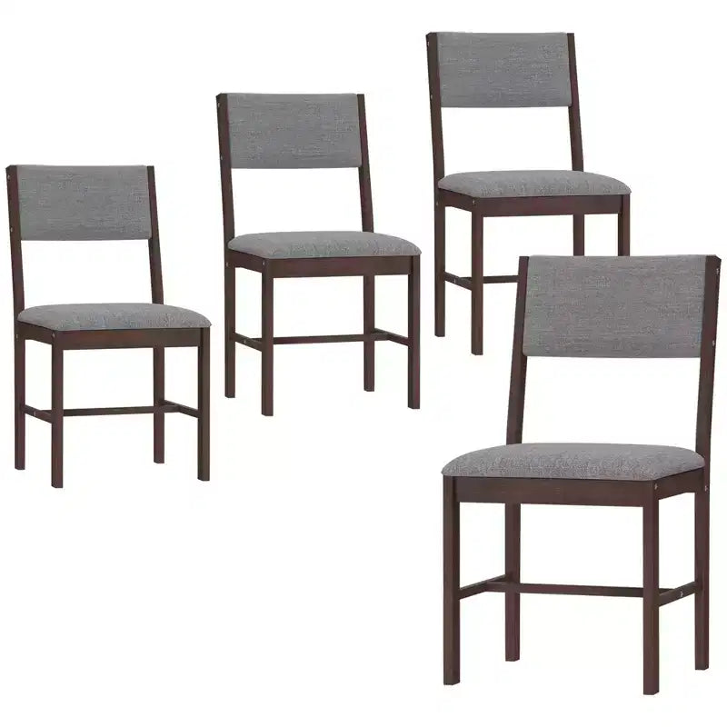 HOMCOM Set di 4 Sedie da Pranzo Moderne, Sedie da Cucina Imbottite in Tessuto di Lino con Gambe in Legno di Caucciù per Sala da Pranzo, Soggiorno