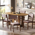 HOMCOM Modern Dining Chairs Set of 4, Linen Fabric Upholstered Kitchen Chairs with Rubberwood Legs for Dining Room, Living Room