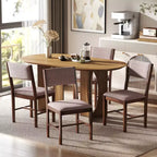 HOMCOM Modern Dining Chairs Set of 4, Linen Fabric Upholstered Kitchen Chairs with Rubberwood Legs for Dining Room, Living Room