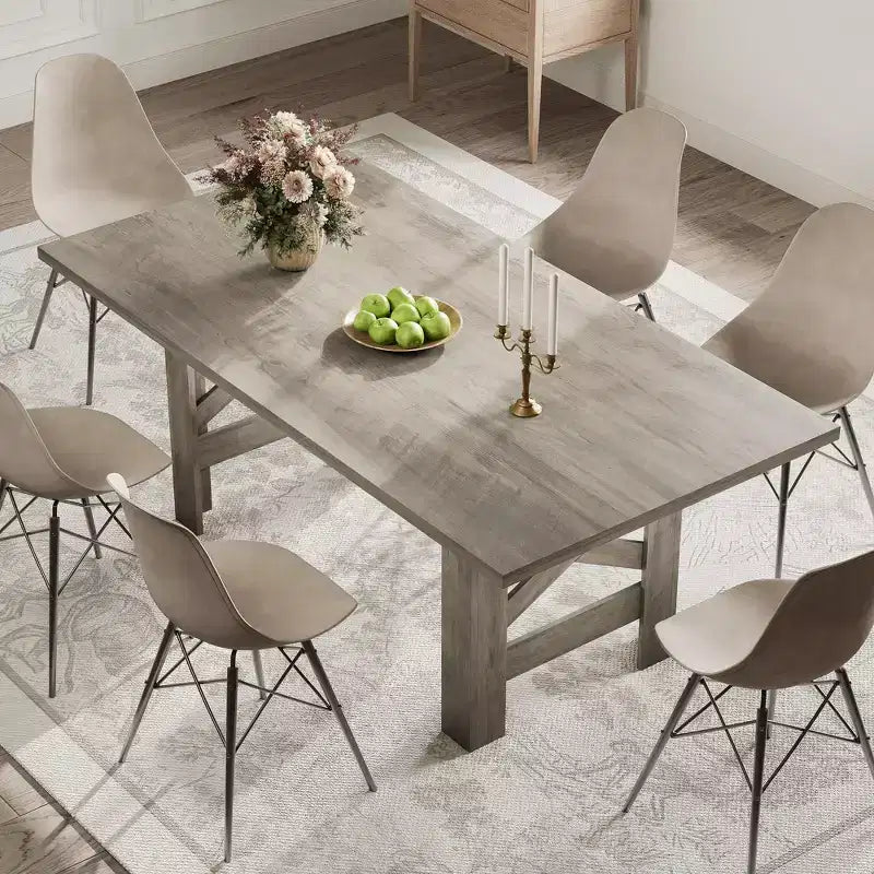 Acekool 71 Tavolo da Pranzo per 6-8 Persone in Stile Rustico, Tavolo Rettangolare Resistente con Gambe Triangolari per Cucina o Sala da Pranzo