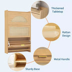 Scarpiera, Mobile da Ingresso in Rattan Naturale con 3 Cassetti a Ribalta, Organizzatore Stretto in Legno per Corridoio/Appartamento