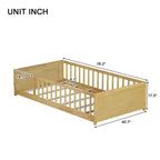 Bellemave Letto a Piattaforma Matrimoniale con Scaffale Integrato, Spondine e Robusta Struttura in Legno, Design Salvaspazio per la Camera dei Bambini