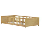 Bellemave Letto a Piattaforma Matrimoniale con Scaffale Integrato, Spondine e Robusta Struttura in Legno, Design Salvaspazio per la Camera dei Bambini