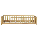 Bellemave Letto a Piattaforma Matrimoniale con Scaffale Integrato, Spondine e Robusta Struttura in Legno, Design Salvaspazio per la Camera dei Bambini