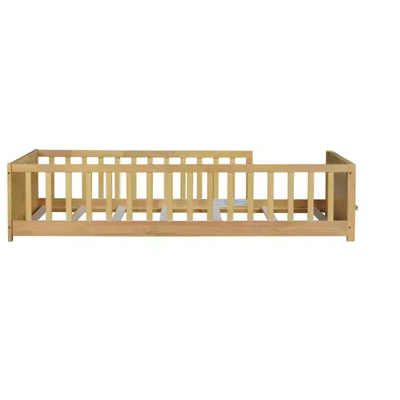Bellemave Letto a Piattaforma Matrimoniale con Scaffale Integrato, Spondine e Robusta Struttura in Legno, Design Salvaspazio per la Camera dei Bambini