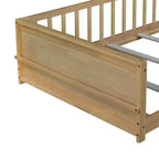 Bellemave Letto a Piattaforma Matrimoniale con Scaffale Integrato, Spondine e Robusta Struttura in Legno, Design Salvaspazio per la Camera dei Bambini