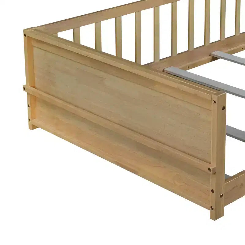 Bellemave Letto a Piattaforma Matrimoniale con Scaffale Integrato, Spondine e Robusta Struttura in Legno, Design Salvaspazio per la Camera dei Bambini
