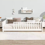 Bellemave Letto a Piattaforma Matrimoniale con Scaffale Integrato, Spondine e Robusta Struttura in Legno, Design Salvaspazio per la Camera dei Bambini