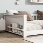 Bellemave Letto a Piattaforma Matrimoniale con Scaffale Integrato, Spondine e Robusta Struttura in Legno, Design Salvaspazio per la Camera dei Bambini