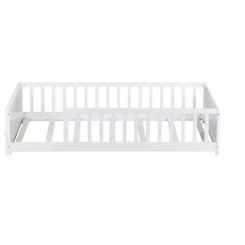 Bellemave Letto a Piattaforma Matrimoniale con Scaffale Integrato, Spondine e Robusta Struttura in Legno, Design Salvaspazio per la Camera dei Bambini