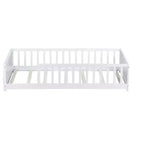 Bellemave Letto a Piattaforma Matrimoniale con Scaffale Integrato, Spondine e Robusta Struttura in Legno, Design Salvaspazio per la Camera dei Bambini