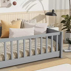 Bellemave Letto a Piattaforma Matrimoniale con Scaffale Integrato, Spondine e Robusta Struttura in Legno, Design Salvaspazio per la Camera dei Bambini