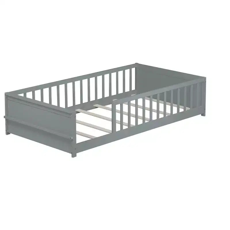 Bellemave Letto a Piattaforma Matrimoniale con Scaffale Integrato, Spondine e Robusta Struttura in Legno, Design Salvaspazio per la Camera dei Bambini