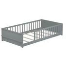 Bellemave Letto a Piattaforma Matrimoniale con Scaffale Integrato, Spondine e Robusta Struttura in Legno, Design Salvaspazio per la Camera dei Bambini