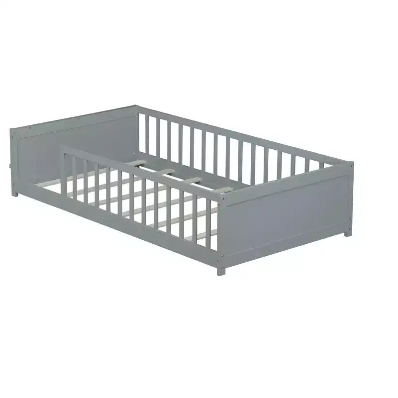 Bellemave Letto a Piattaforma Matrimoniale con Scaffale Integrato, Spondine e Robusta Struttura in Legno, Design Salvaspazio per la Camera dei Bambini