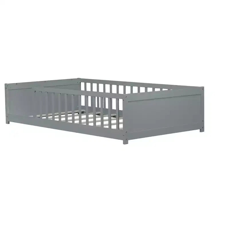 Bellemave Letto a Piattaforma Matrimoniale con Scaffale Integrato, Spondine e Robusta Struttura in Legno, Design Salvaspazio per la Camera dei Bambini