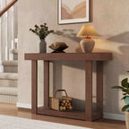 Farmhouse Wood Console Table, Sofa Table with Shelves Entry Way , Narrow Console Table with Open Storage, for Hallway, Behind the Couch, Living Room