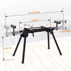 Cavalletto per Sega Troncatrice con telaio in Ferro Resistente, Capacità di Carico 200 kg, Binario Scorrevole Max 195 cm, Compatibile con la Maggior Parte delle Marche