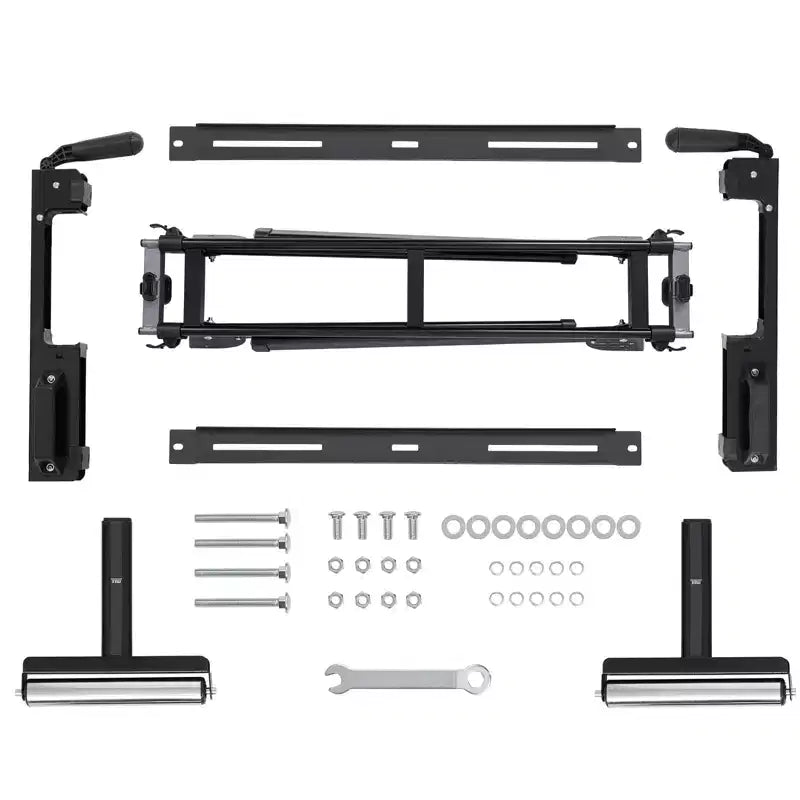 Cavalletto per Sega Troncatrice con telaio in Ferro Resistente, Capacità di Carico 200 kg, Binario Scorrevole Max 195 cm, Compatibile con la Maggior Parte delle Marche