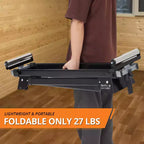 Cavalletto per Sega Troncatrice con telaio in Ferro Resistente, Capacità di Carico 200 kg, Binario Scorrevole Max 195 cm, Compatibile con la Maggior Parte delle Marche