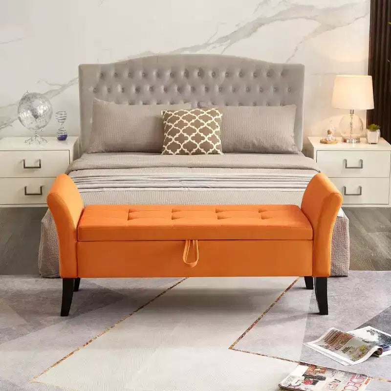 Panca Contenitore Imbottita da 130 cm, Poggiapiedi di Lusso, Panca da Ingresso, Panca da Fondo Letto con Bottoni Tuftati e Cerniera di Sicurezza per Camera da Letto
