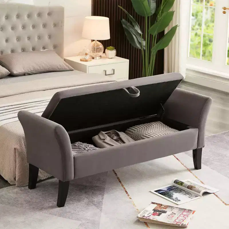 Panca Contenitore Imbottita da 130 cm, Poggiapiedi di Lusso, Panca da Ingresso, Panca da Fondo Letto con Bottoni Tuftati e Cerniera di Sicurezza per Camera da Letto