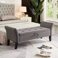 51.5'' Storage Upholstered Footstool Luxury Shoe Bench Entryway Bench End of Bed Bench with Button-Tufted & Safety Hinge for Bedroom