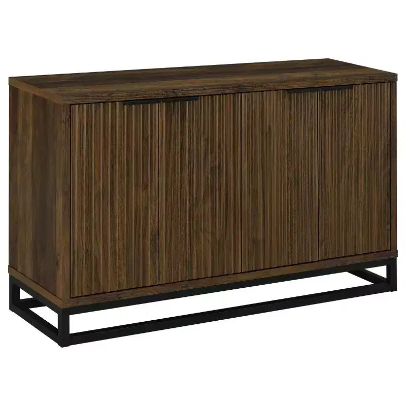 Vetrina, Vetrina in Legno Ingegnerizzato a Quattro Ante in Stile Transizionale, Vetrina in Stile Moderno, Adatta per Soggiorno