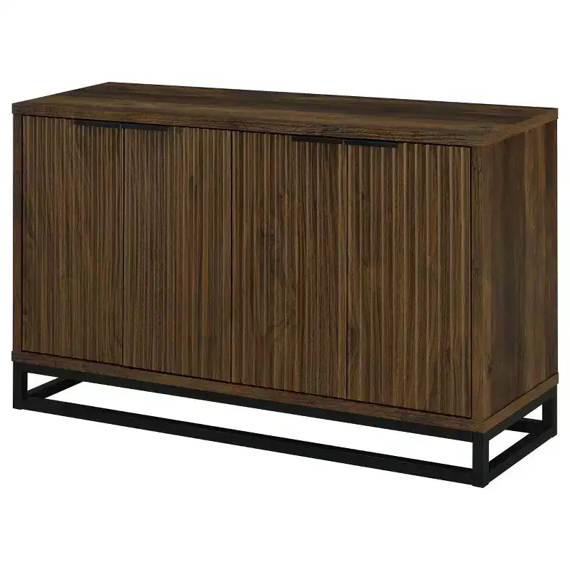 Vetrina, Vetrina in Legno Ingegnerizzato a Quattro Ante in Stile Transizionale, Vetrina in Stile Moderno, Adatta per Soggiorno