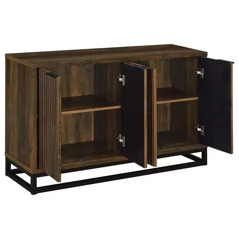 Vetrina, Vetrina in Legno Ingegnerizzato a Quattro Ante in Stile Transizionale, Vetrina in Stile Moderno, Adatta per Soggiorno